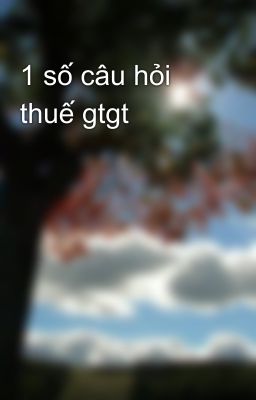 1 số câu hỏi thuế gtgt