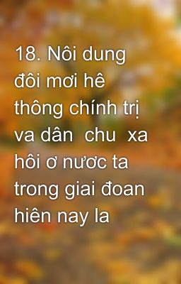 18. Nôi dung đôi mơi hê thông chính trị va dân  chu  xa hôi ơ nươc ta trong giai đoan hiên nay la gì