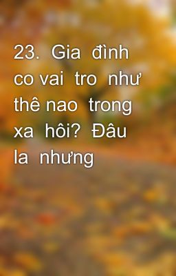 23.  Gia  đình  co vai  tro  như thê nao  trong xa  hôi?  Đâu  la  nhưng chưc năng  cua gia đình tro