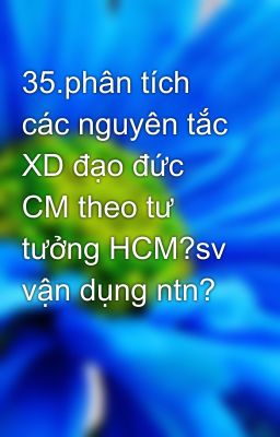 35.phân tích các nguyên tắc XD đạo đức CM theo tư tưởng HCM?sv vận dụng ntn?