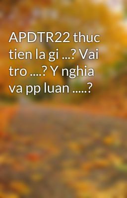 APDTR22 thuc tien la gi ...? Vai tro ....? Y nghia va pp luan .....?