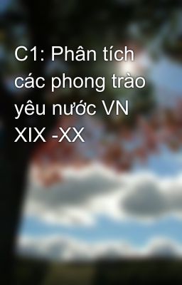 C1: Phân tích các phong trào yêu nước VN XIX -XX