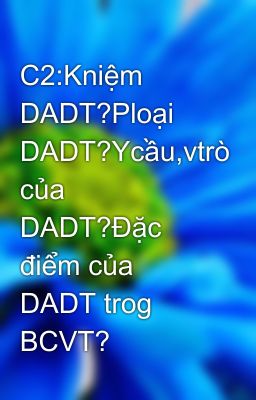 C2:Kniệm DADT?Ploại DADT?Ycầu,vtrò của DADT?Đặc điểm của DADT trog BCVT?