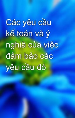 Các yêu cầu kế toán và ý nghiã của việc đảm bảo các yêu cầu đó