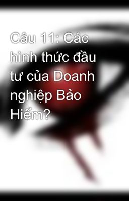 Câu 11: Các hình thức đầu tư của Doanh nghiệp Bảo Hiểm?