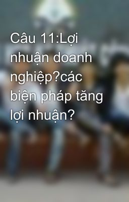 Câu 11:Lợi nhuận doanh nghiệp?các biện pháp tăng lợi nhuận?