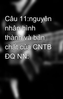 Câu 11:nguyên nhân hình thành và bản chất của CNTB ĐQ NN: