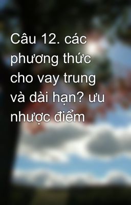 Câu 12. các phương thức cho vay trung và dài hạn? ưu nhược điểm