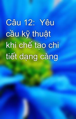 Câu 12:  Yêu cầu kỹ thuật khi chế tạo chi tiết dạng càng