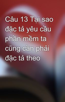 Câu 13 Tại sao đặc tả yêu cầu phần mềm ta cũng cần phải đặc tả theo