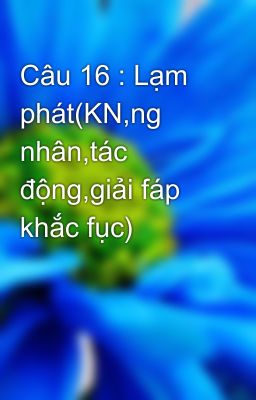 Câu 16 : Lạm phát(KN,ng nhân,tác động,giải fáp khắc fục)