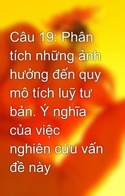 Câu 19: Phân tích những ảnh hưởng đến quy mô tích luỹ tư bản. Ý nghĩa của việc nghiên cứu vấn đề này