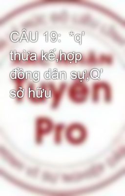 CÂU 19:  *q' thừa kế,hợp đồng dân sự,Q' sở hữu