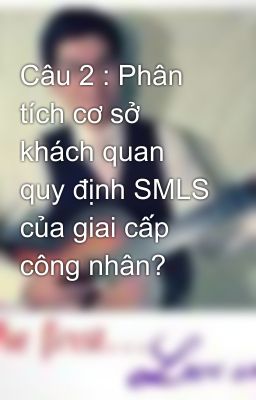 Câu 2 : Phân tích cơ sở khách quan quy định SMLS của giai cấp công nhân?