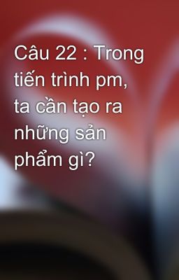 Câu 22 : Trong tiến trình pm, ta cần tạo ra những sản phẩm gì?