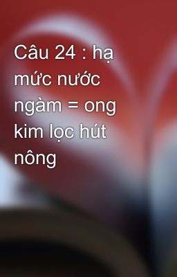 Câu 24 : hạ mức nước ngàm = ong kim lọc hút nông