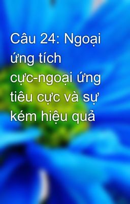 Câu 24: Ngoại ứng tích cực-ngoại ứng tiêu cực và sự kém hiệu quả