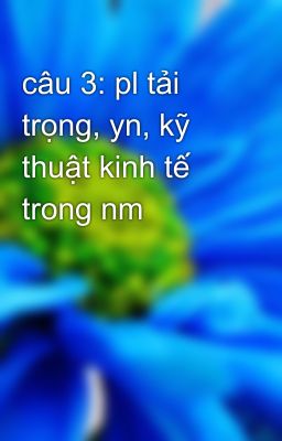 câu 3: pl tải trọng, yn, kỹ thuật kinh tế trong nm