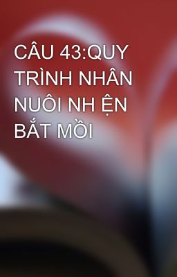 CÂU 43:QUY TRÌNH NHÂN NUÔI NH ỆN  BẮT MỒI