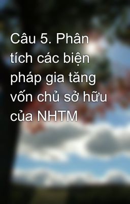 Câu 5. Phân tích các biện pháp gia tăng vốn chủ sở hữu của NHTM