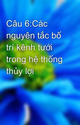 Câu 6:Các nguyên tắc bố trí kênh tưới trong hệ thống thủy lợi