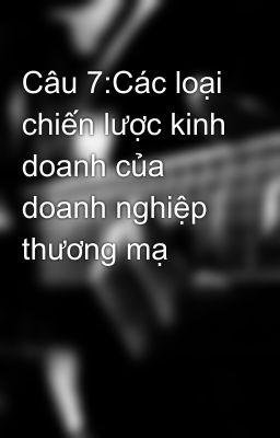 Câu 7:Các loại chiến lược kinh doanh của doanh nghiệp thương mạ