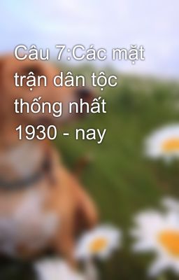 Câu 7:Các mặt trận dân tộc thống nhất 1930 - nay