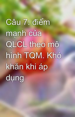 Câu 7: điểm mạnh của QLCL theo mô hình TQM. Khó khăn khi áp dụng