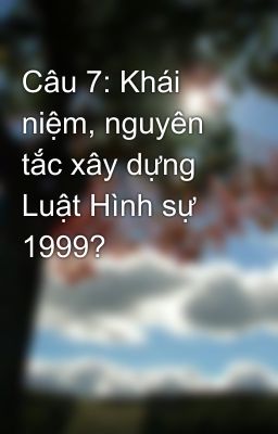 Câu 7: Khái niệm, nguyên tắc xây dựng Luật Hình sự 1999?