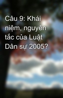 Câu 9: Khái niệm, nguyên tắc của Luật Dân sự 2005?