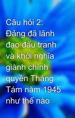 Câu hỏi 2: Đảng đã lãnh đạo đấu tranh và khởi nghĩa giành chính quyền Tháng Tám năm 1945 như thế nào