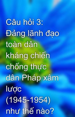 Câu hỏi 3: Đảng lãnh đạo toàn dân kháng chiến chống thực dân Pháp xâm lược (1945-1954) như thế nào?