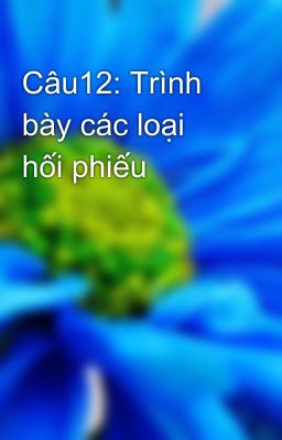 Câu12: Trình bày các loại hối phiếu