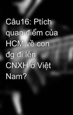 Câu16: Ptích quan điểm của HCM về con đg đi lên CNXH ở Việt Nam?