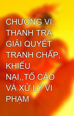 CHƯƠNG VI: THANH TRA, GIẢI QUYẾT TRANH CHẤP, KHIẾU NẠI,,TỐ CÁO VÀ XỬ LÝ VI PHẠM