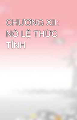 CHƯƠNG XII: NÔ LỆ THỨC TỈNH