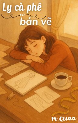 Ly cà phê và bản vẽ