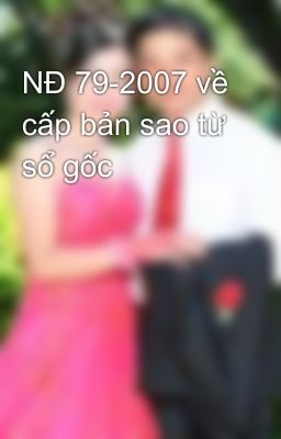 NĐ 79-2007 về cấp bản sao từ sổ gốc