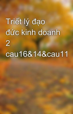 Triết lý đạo đức kinh doanh 2 cau16&14&cau11