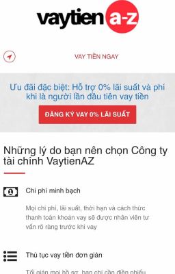 Vay tiền 0% lãi suất tại VaytienAZ